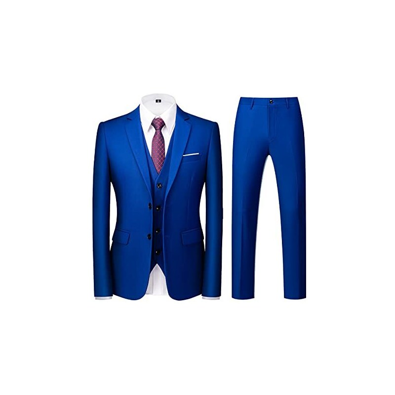 KUDORO Costume Homme 3 Pièces Slim Fit Jaune – Smoking Élégant Veste, Gilet & Pantalon Pour Mariage, Business Ou Soirée