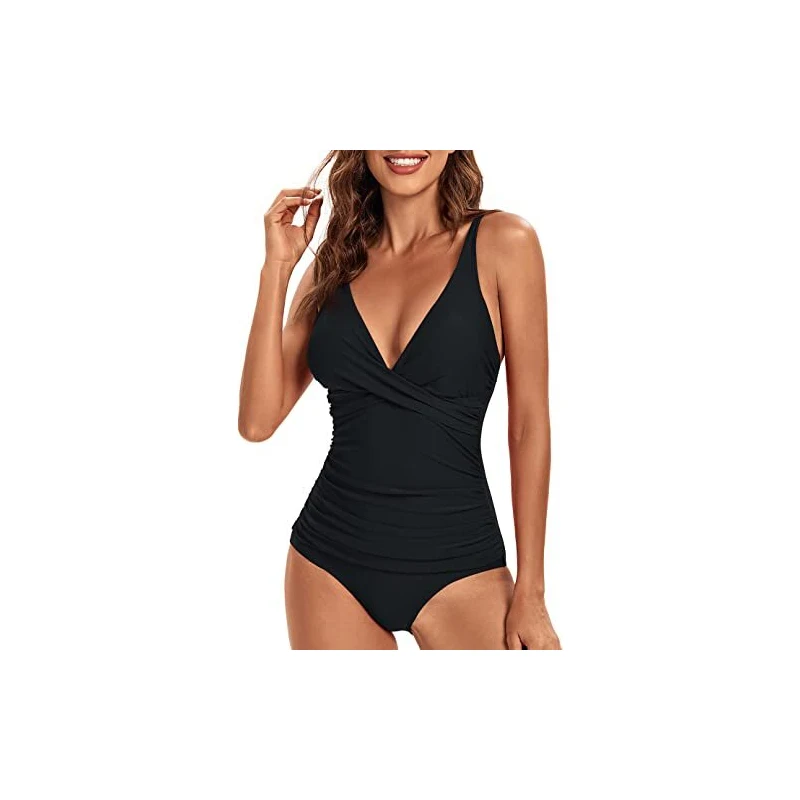 KI LAPHEE Costume Intero Donna Modellante Con Controllo Pancia - Scollo Incrociato E Fodera In Rete - Protezione UV50+ - 2