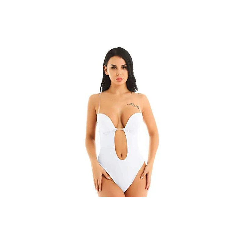 Body Modellante LIRASDIS Senza Schienale – Scollo Profondo A V, Controllo Pancia, Taglia Medium (Nero)