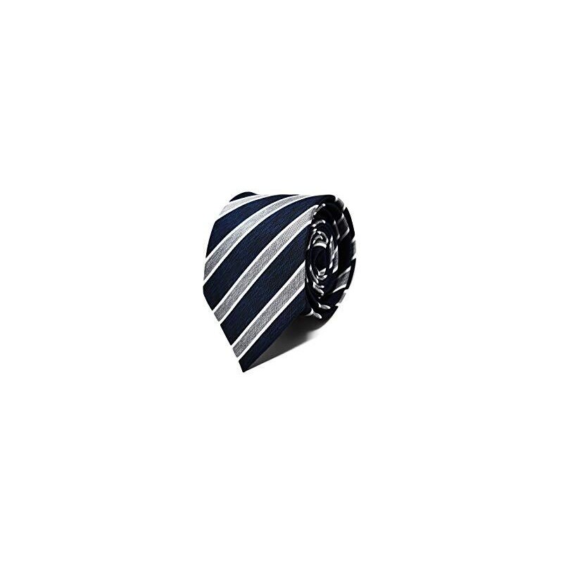 Cravatta ascot in seta azzurro e blu navy con fantasia a righe | Disponibile Cravatta ascot in seta azzurro e blu navy con fantasia a righe | Disponibile