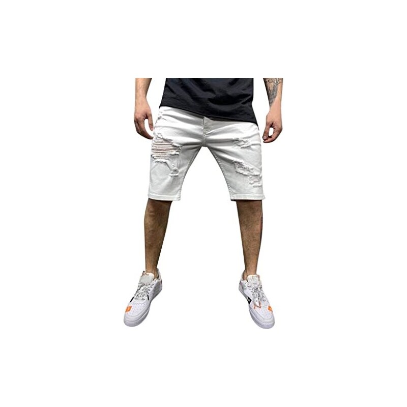 Sublevel Pantaloncini Uomo Effetto Jeans – Slim Fit, Vita Elastica, Mix Cotone Ed Elastan (Disponibili In Vari Colori)