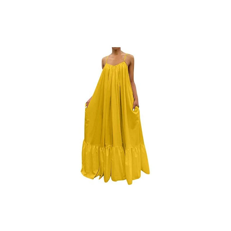GRACE KARIN Abito Lungo Estivo Senza Spalline Per Donna – Stampa Floreale, Con Tasche, Taglie S-XXL, Per Spiaggia E Vacanze