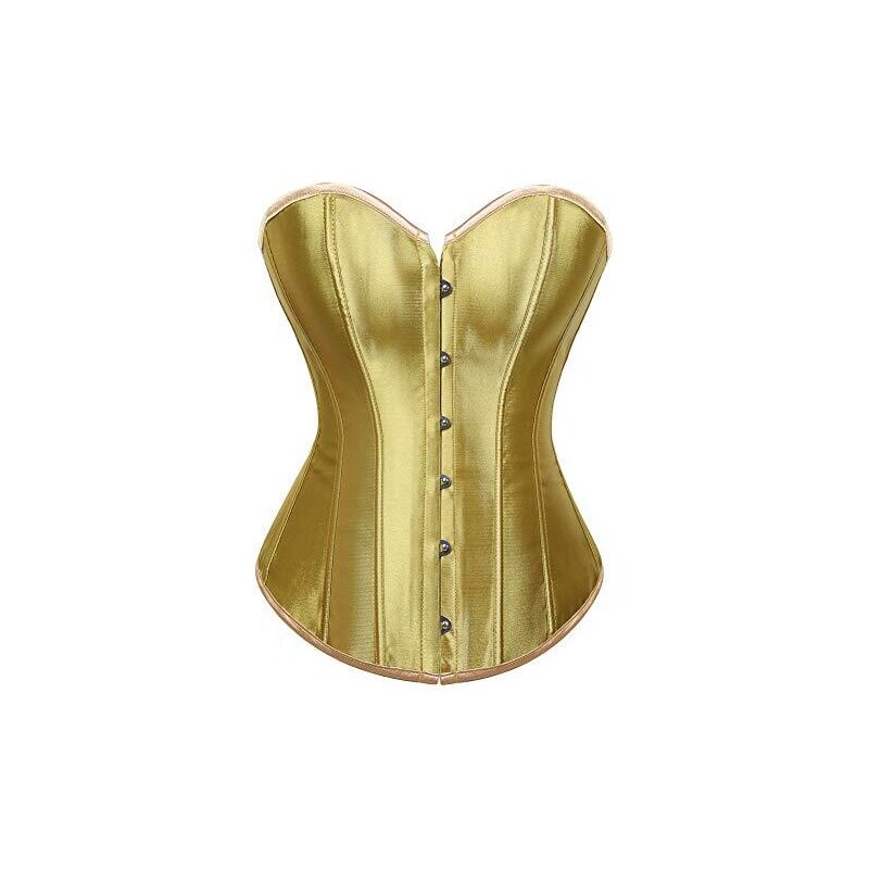 WLFFW Corsetto Burlesque Donna Corpetto Sexy Satin (EU(42-44) 3XL, Oro)