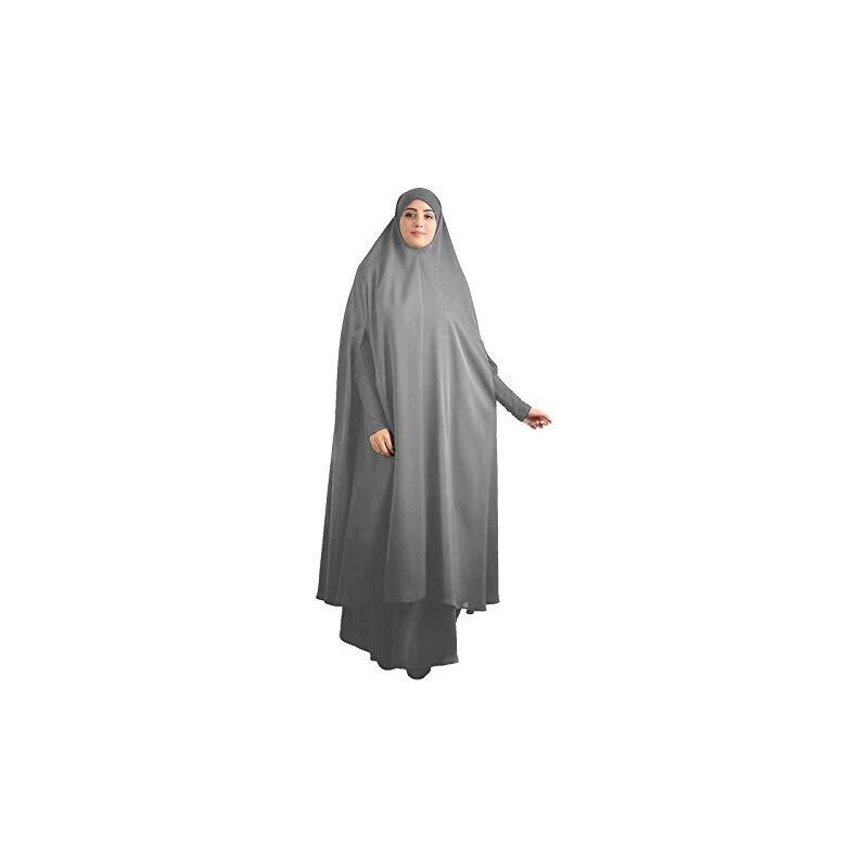 IBAKOM Abaya Lunga Donna Musulmana – Caftano Con Ricami Floreali E Maniche A Pipistrello – Vestito Da Preghiera Ramadan