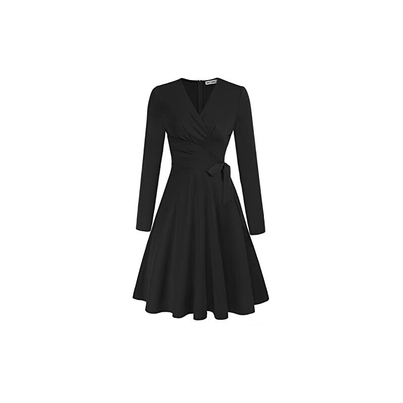 Abito Vintage Anni '50 A Pois Rockabilly, Scollo A Cuore, Maniche A 3/4 In Rete, Plissettato, Lunghezza Al Ginocchio, Colore Blu/nero