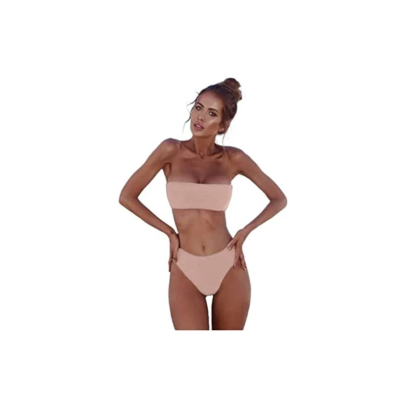 Bikini Donna Vita Alta Con Reggiseno Push Up Imbottito - Due Pezzi - Taglie S M L XL - Per Spiaggia E Piscina