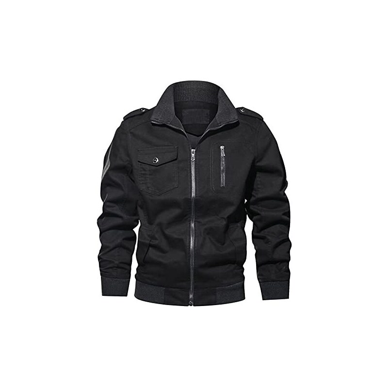 Giacca Cargo Bomber Ispessita Uomo - Militare Con Tasche E Risvolto In Lana, Calda Per Autunno/Inverno