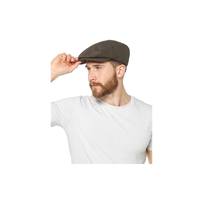 Berretto da uomo con visiera in maglia tinta una, adatto per uso