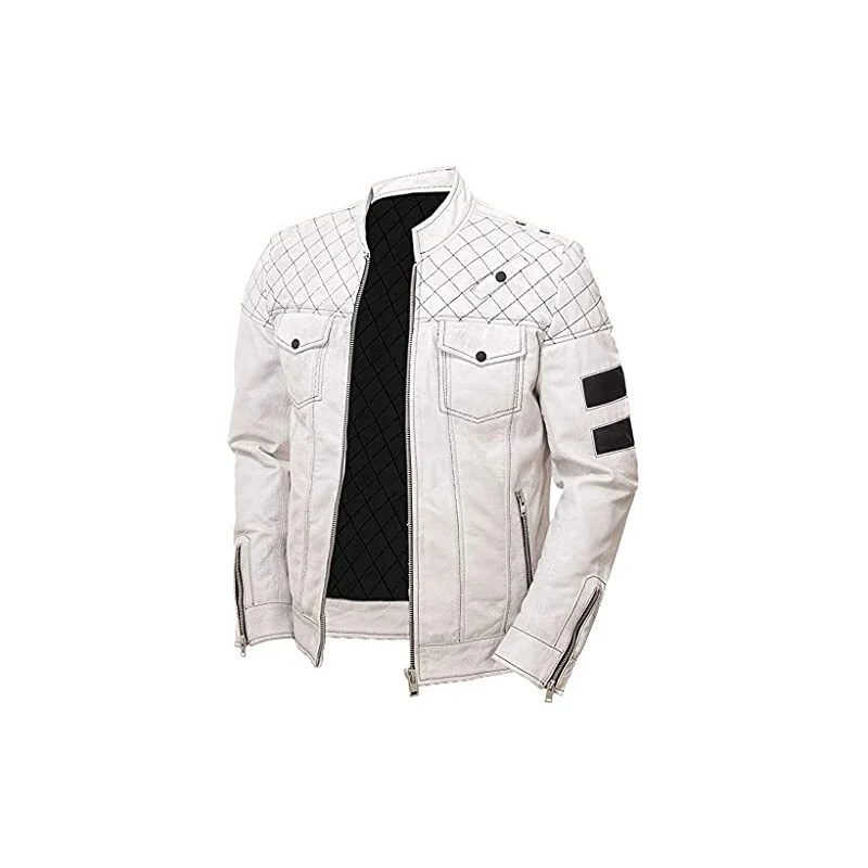 Men's Motorcycle Biker Vintage Cafe Racer Distressed Brown Real Leather Jacket - Foto 8