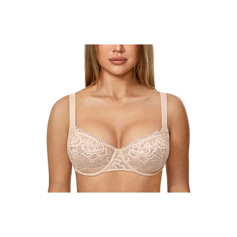 Delimira Reggiseno Balcone Donna In Pizzo Push Up Sexy Con Ferretto