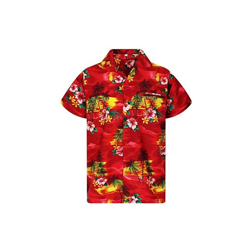V.H.O. Funky Hawaiian Shirt, Big Flower, Arancione, M