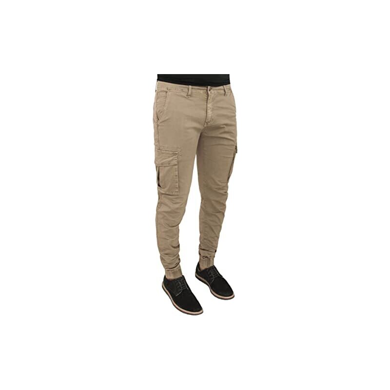Pantaloni Uomo Tasche Laterali Cargo jeans Cotone leggero Tasconi