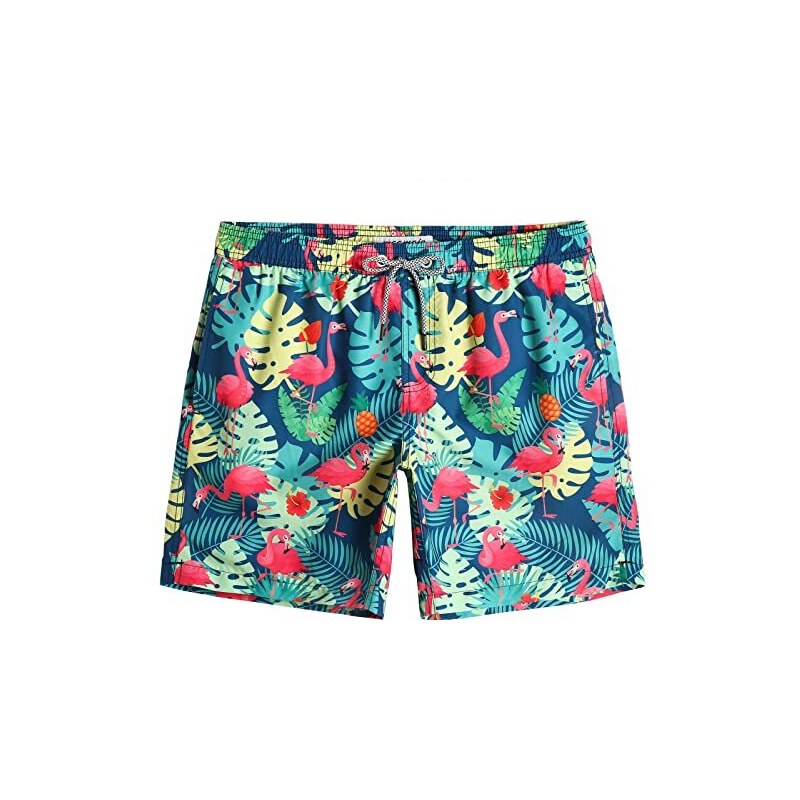 MaaMgic Pantaloncini da Bagno in Nylon da Uomo con Asciugatura Rapida per Spiaggia, Nuoto, e Vacanze al Mare, Verde, L