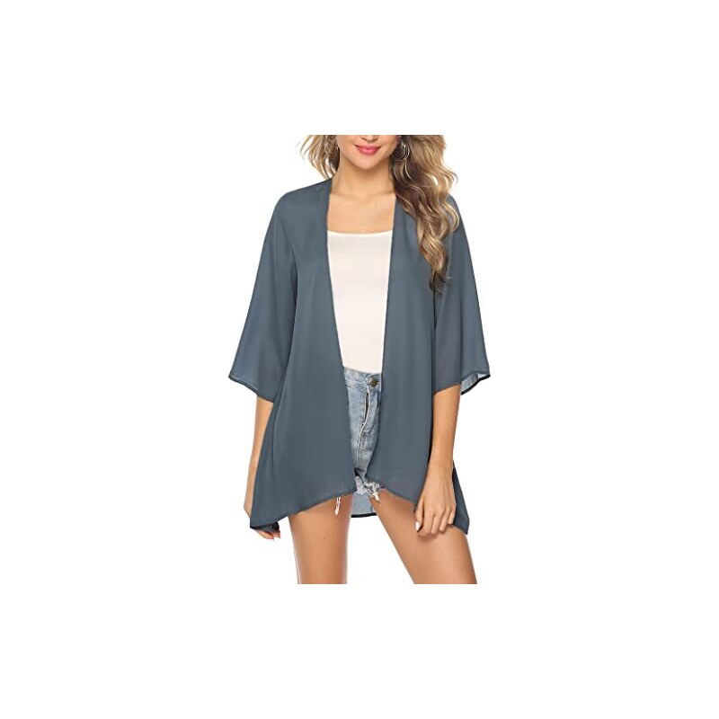 Irevial Coprispalle Donna Cardigan Chiffon A Maniche 3/4 Elegante