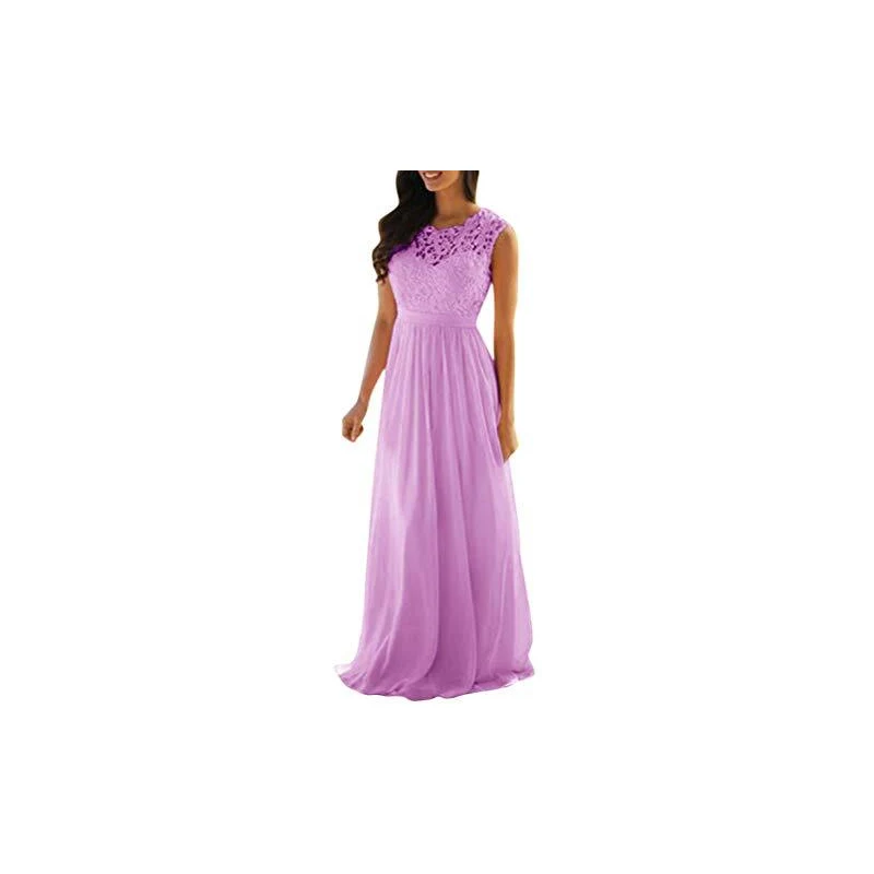 Abiti da Sera Eleganti Senza Maniche Vestito da Damigella Sera Cerimonia Abito in Pizzo Donna Vestito Elegante