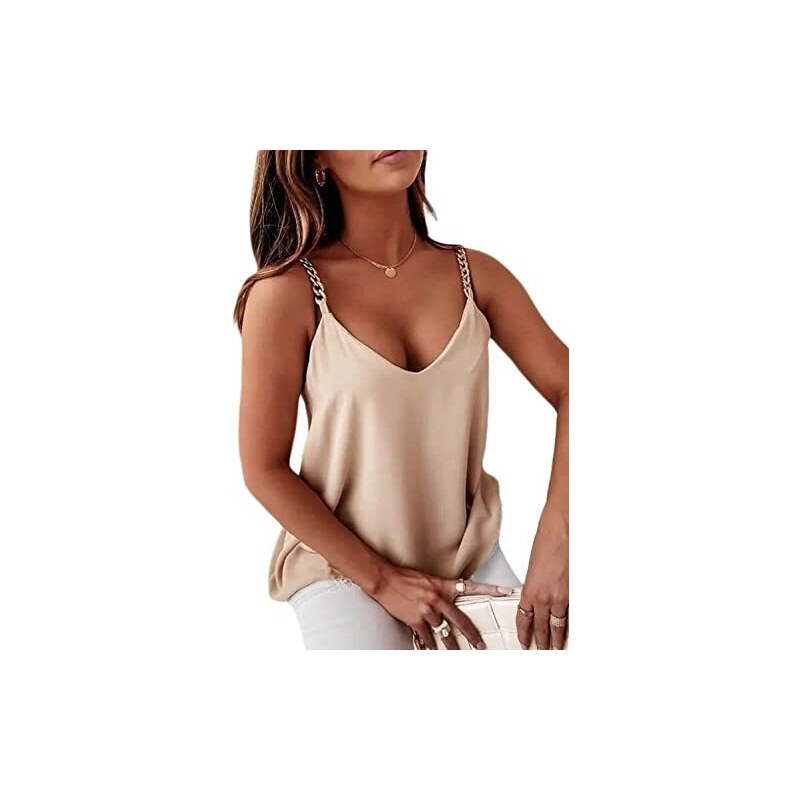 Canotta Elegante Donna ORANDESIGNE In Chiffon – Senza Maniche, Girocollo, Perla, Per Serate E Cerimonie, Taglie EU