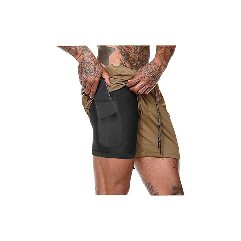Pantaloncini sportivi da uomo, da corsa, ad asciugatura