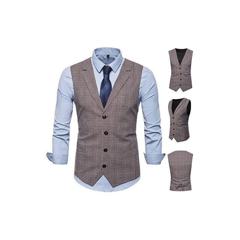 LJHH Gilet Uomo Senza Maniche Scollo A V Doppiopetto Slim Fit Elegante ...