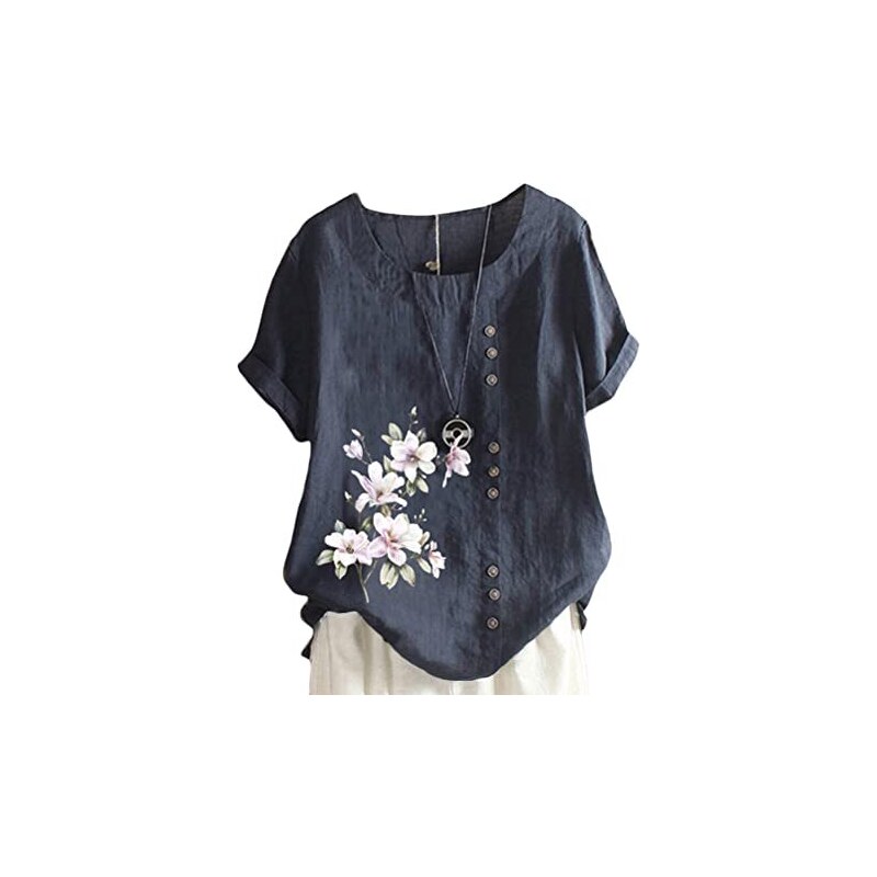 Tomwell Camicetta Da Floreale In Lino Di Cotone Da Donna Camicia Estiva tomwell-camicetta-da-floreale-in-lino-di-cotone-da-donna-camicia-estiva