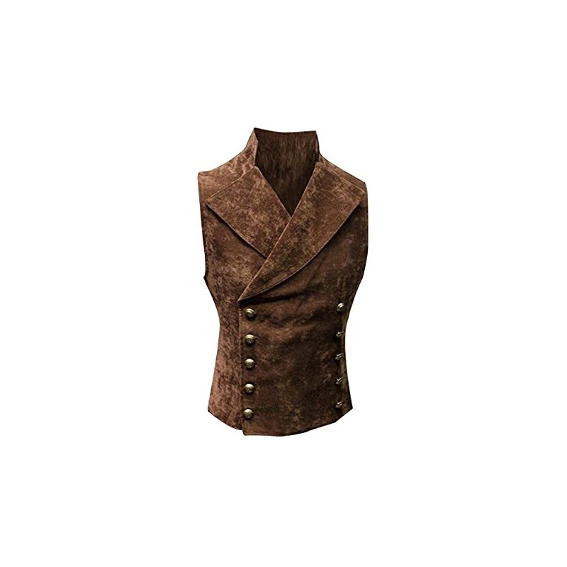 Gilet Steampunk Nero In Camoscio Senza Maniche Con Lacci main image 0