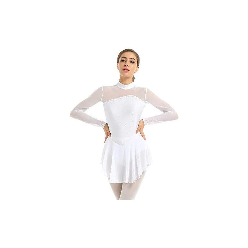Vestito Pattinaggio Bambina Freebily - Body Con Maniche Lunghe E Strass Per Danza