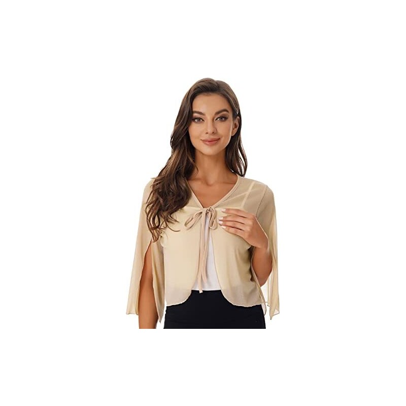 Freebily Coprispalle Bolero Donna Chiffon Manica Corta Con Volant Floreale Shrug Cardigan Corte Estivi Aperto Elegante Giacca Scialle Leggera Per Cerimonia Primavera Estate Nero Xxl 123483679