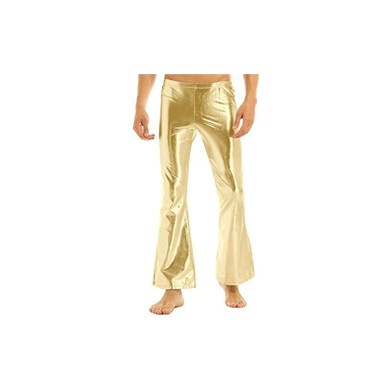 Floerns Pantaloni Uomo A Gamba Larga Con Glitter Metallizzati - Lucidi, Per Discoteca, Feste E Halloween, Con Cerniera - 3