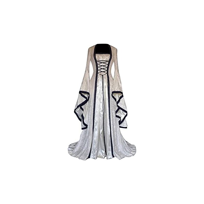 SCARLET DARKNESS Abito Medievale Rinascimentale Donna - Maxi Vestito Con Allacciatura E Senza Maniche