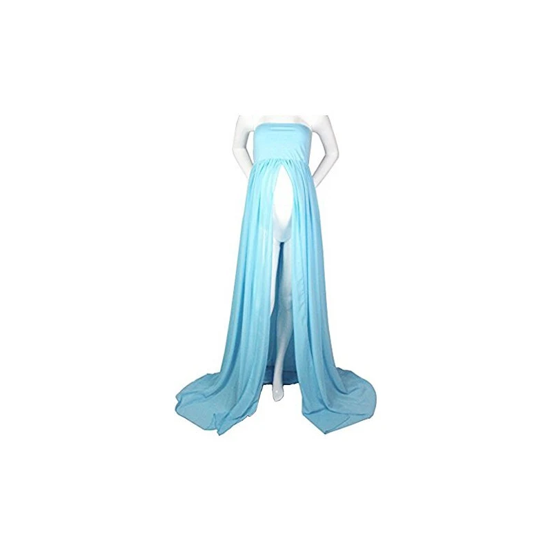 Abito Elegante Donna Incinta - Chiffon, Scollo A V, Allattamento, Vestito Lungo Per Fotografia - Foto 3