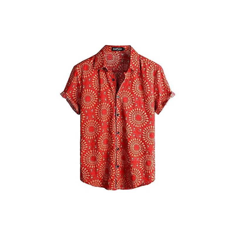 Camicia Uomo Fantasia, Camicie Estive Casuali Fiori Tropicali - Foto 6
