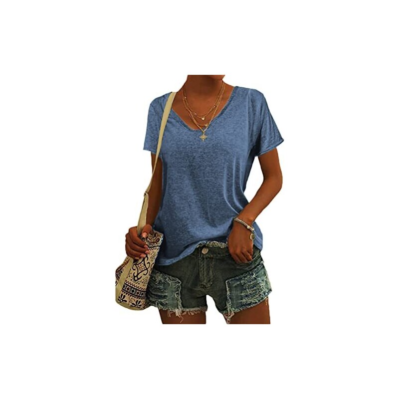 PLMOKEN T Shirt Donna Scollo V Manica Corta Maglietta Estiva A Maniche Corte con Grafica Stampata in Offset