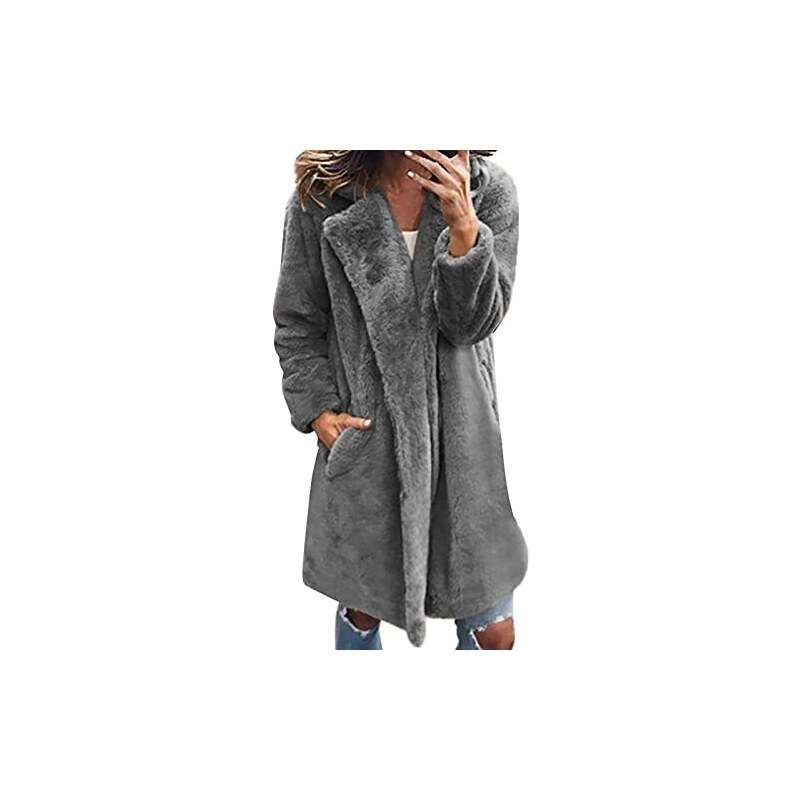 LJHH Pelliccia Ecologica Donna Cappotto da Donna in Pelliccia Sintetica  Donna Parka Cappotti Manica Lunga Finta Pellicce Ecologiche Lunga Giacca  Inverno Cardigan Finta Pellicce Giacche Invernali Donna 