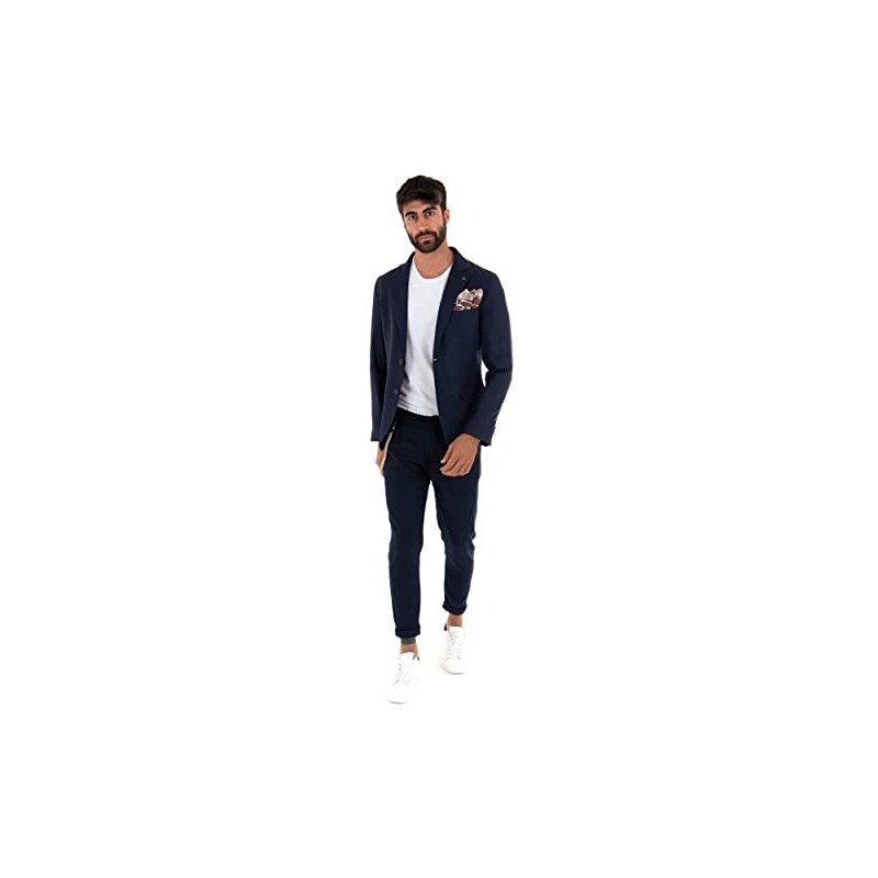 Adam Baker Tuta Smoking Uomo Slim Fit 2 Pezzi – Giacca Testurizzata E Pantaloni Neri