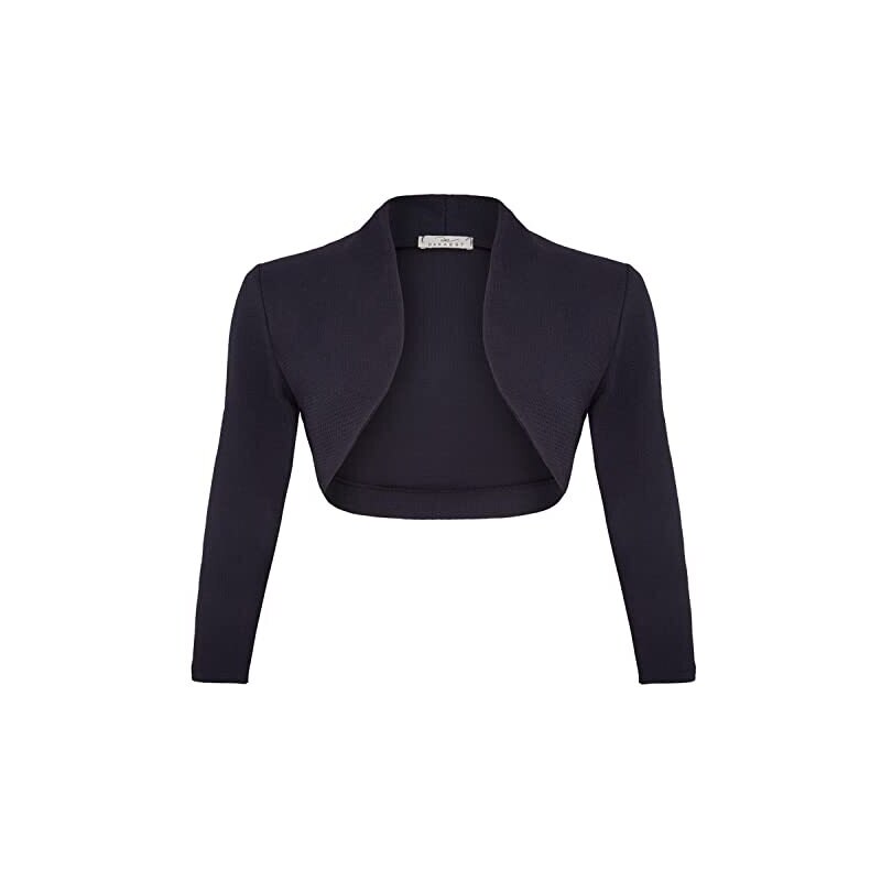 Cardigan Donna Maglione Crop Top A 3/4 Con Bottoni - Lavorato A Maglia, Colore Misto
