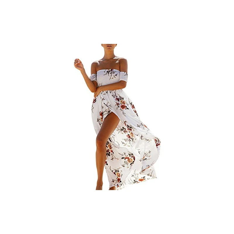 Minetom Sandali Donna Estivi Peep Toe Boemia Beach Scarpe Spiaggia Floreale Slip On Toe Ring Sandali in Pizzo Boho Sandali Romani B Bianco 38 EU