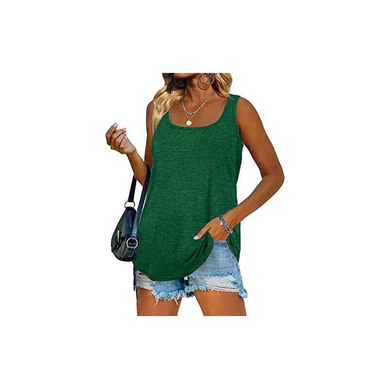 BQTQ 5 Canottiere Donna Scollo Quadrato - Viscosa/Spandex, Senza Maniche, Taglie S-XXL, Nero - Foto 9