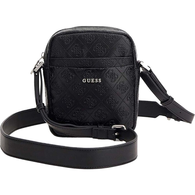 GUESS Tracolla In Ecopelle Blu - Modello HMFIDAP3423 Con Tasca Frontale E Zip - Dimensioni 20x23x2 Cm