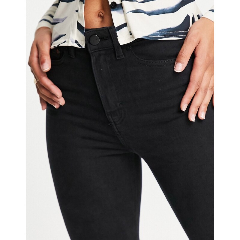 Waven - Jeans skinny a vita alta con spacco, colore nero