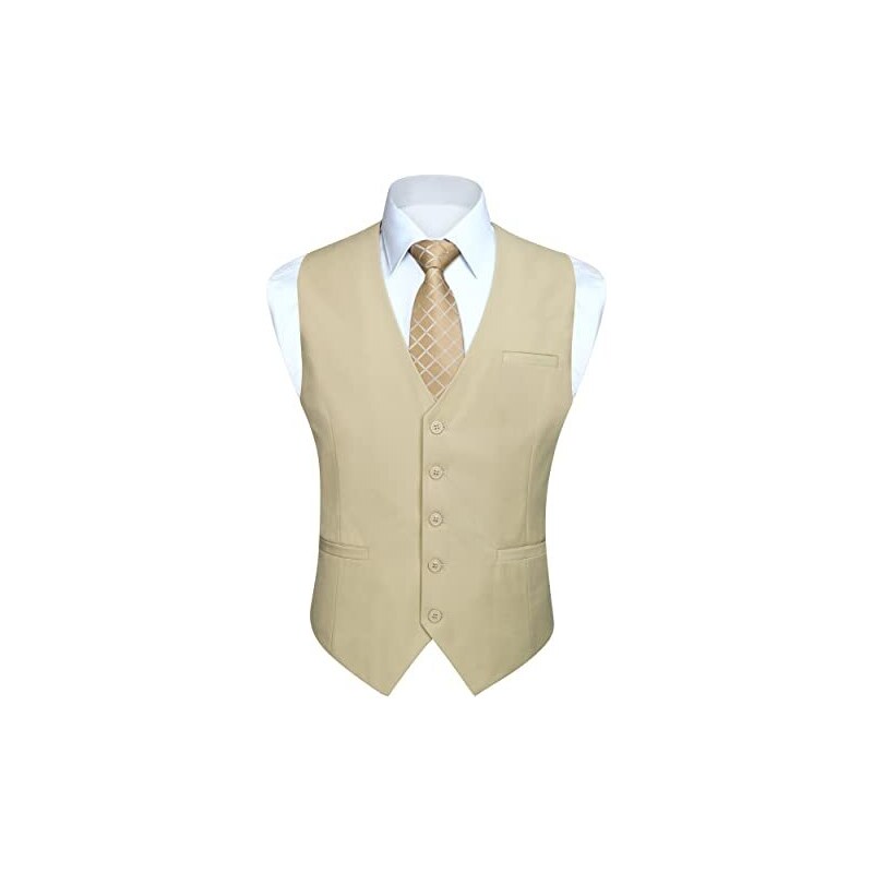 Gilet In Cotone Da Uomo - Formale E Cerimoniale | Tinta Unita Con Tasche E Schiena Regolabile