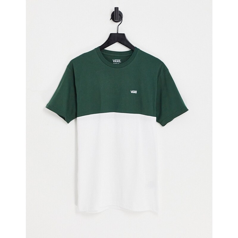 Vans - T-shirt verde e bianca colorblock