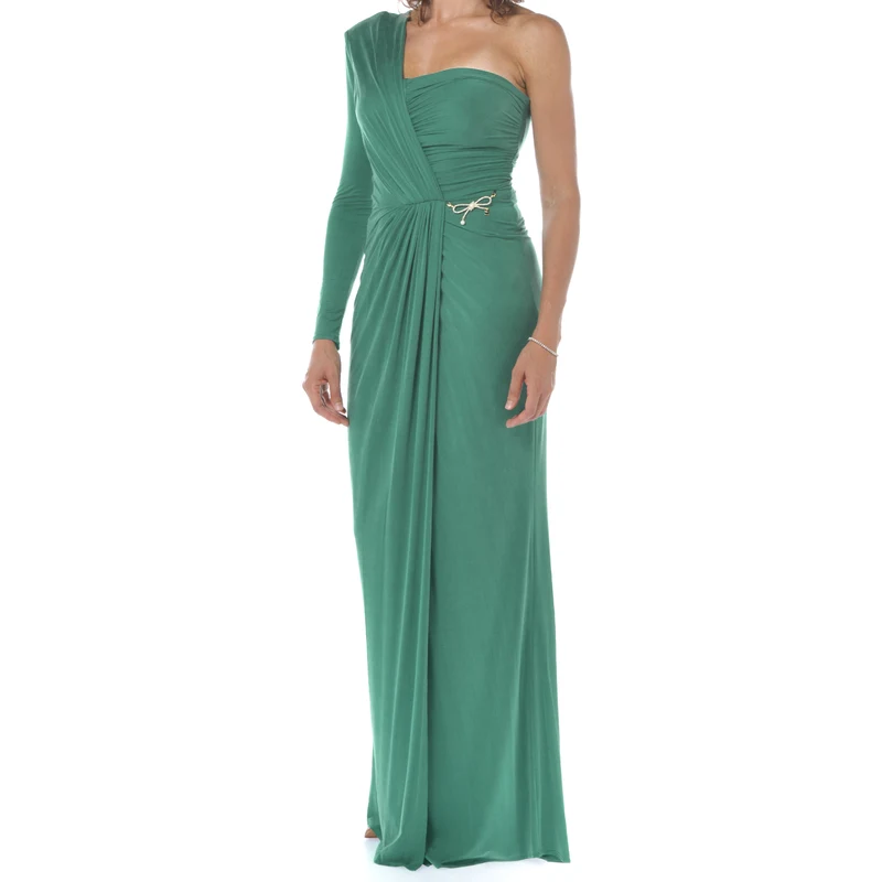 QPXZ Vestito Donna Abito Sexy Alto Spaccato Donna Asimmetria Monospalla