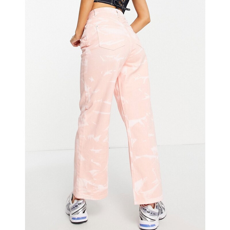 Urban Bliss - Jeans con fondo ampio rosa con stampa effetto inchiostro
