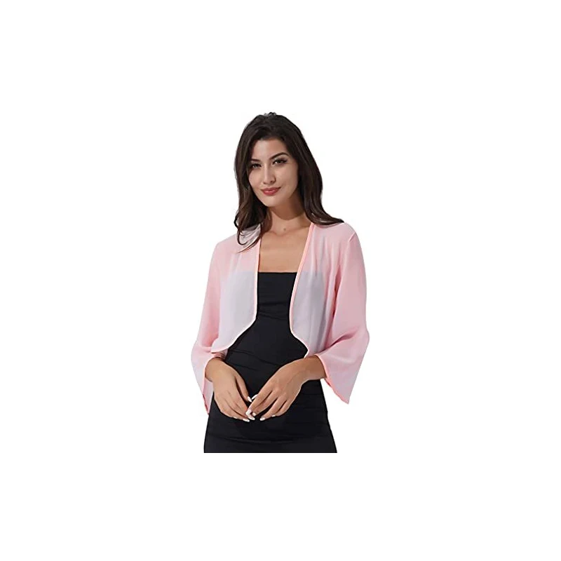 Atxnn Coprispalle Donna Bolero Donna Elegante Maniche a 3/4 Solid Top Casual Bolero Giacca Coprispalle Corto Estivo Cardigan Corto Leggero Aperto sul Davanti Copricostumi