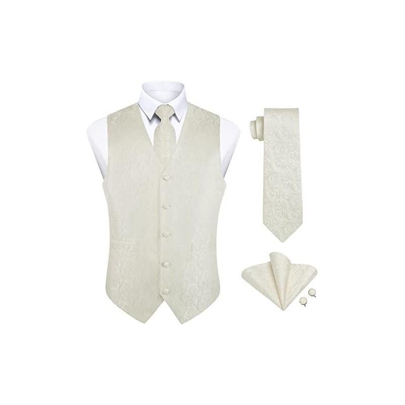 Gilet Uomo Elegante Enlision Paisley Jacquard - Set Con Cravatta E Fazzoletto - Foto 2