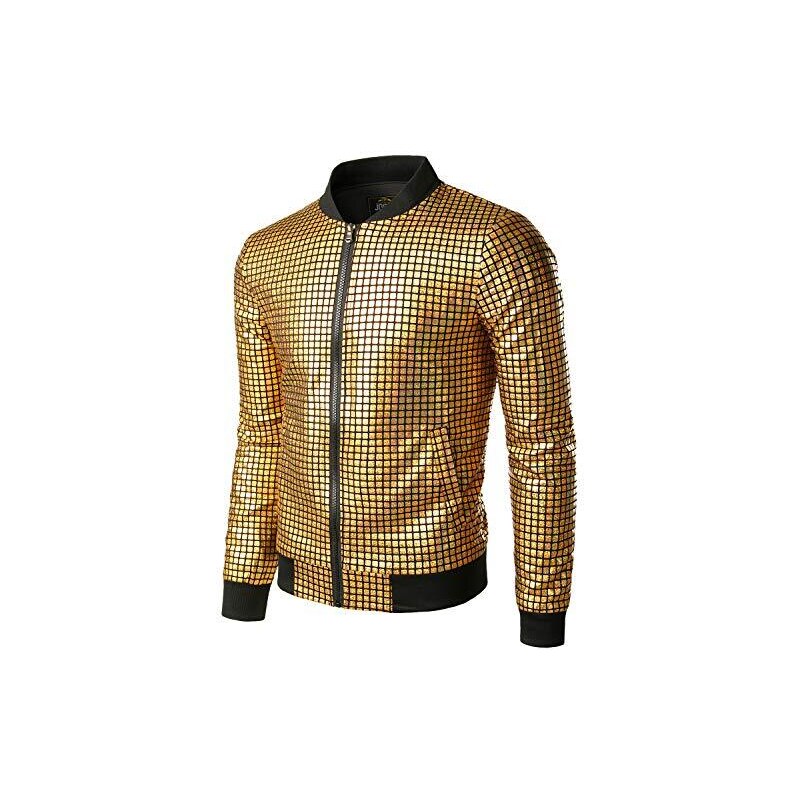 ZMIN Oro Paillettes Decorato Blazer Giacca Uomini Night ZMIN Oro Paillettes Decorato Blazer Giacca Uomini Night