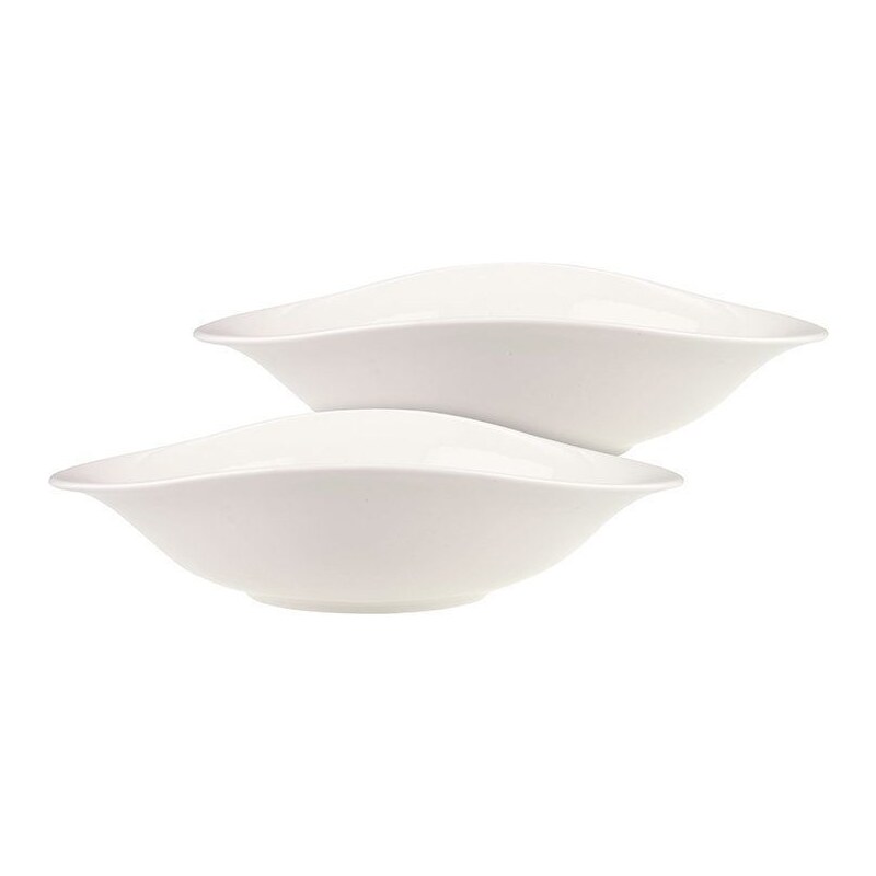 Set Di 2 Ciotole Per Pasta In Ceramica, 20.3x7.6cm, Motivo Blu E Bianco, Adatte A Microonde E Lavastoviglie