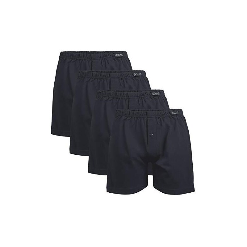 Gomati Set di 4 boxer da uomo, taglio all’americana, 100% jersey di cotone pettinato, qualità eccellente Celodoro Nero M