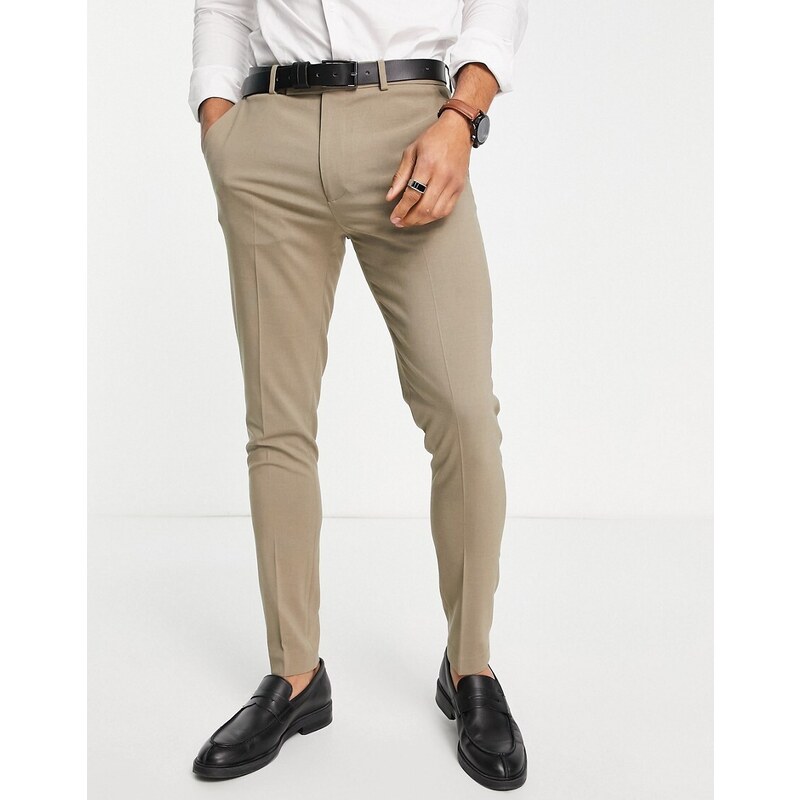 ASOS DESIGN - Mix and Match - Pantaloni da abito super skinny color pietra-Neutro
