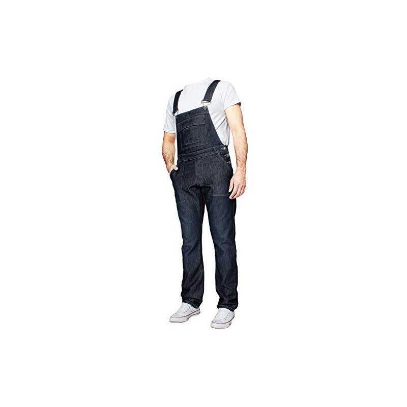 989Zé ENZO Salopette De Travail En Jean Homme Bleu - Taille 30W X 32L - Poches Multiples