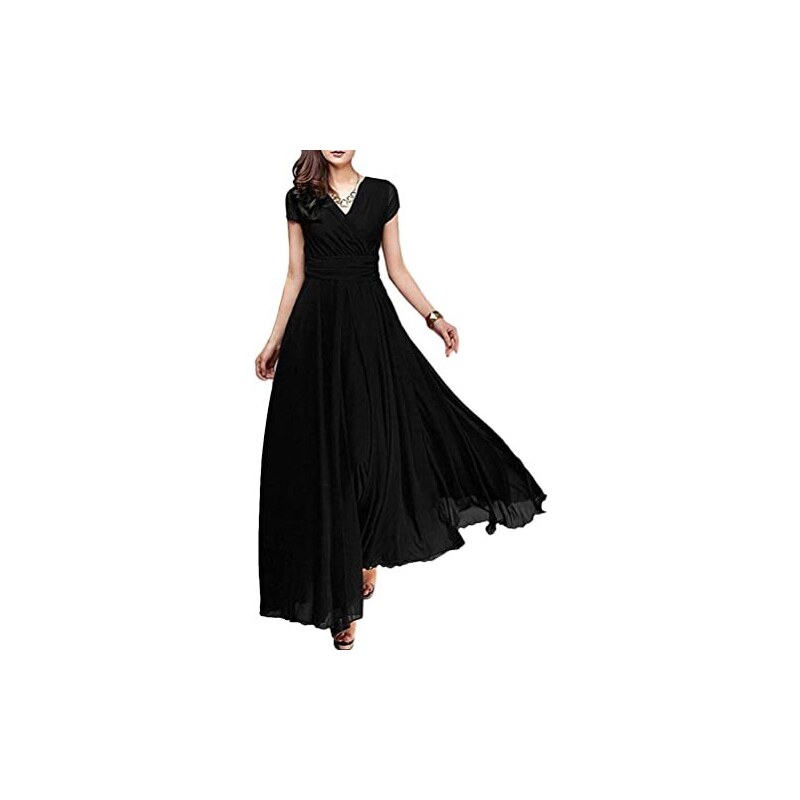ORANDESIGNE Abito Estivo Donna Maniche Lunghe Elegante Scollo a V Abiti
